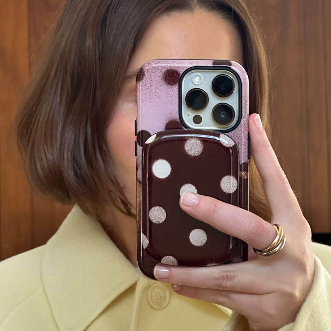 Mocha Polka Dot ChargePod MagSafe Power Bank ChargerPod by Jasmine Dowling - The Dairy