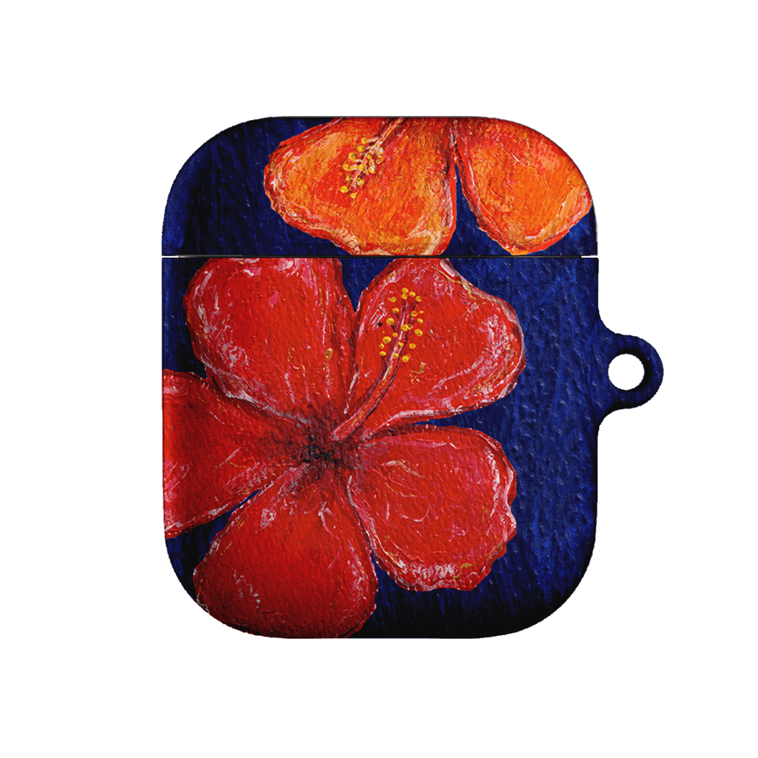 Hibiscus Flower Deep Blue AirPods Case AirPods Case 2nd Gen by BG. Studio - The Dairy