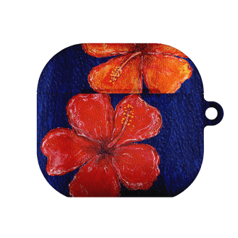 Hibiscus Flower Deep Blue AirPods Case AirPods Case 4th Gen by BG. Studio - The Dairy