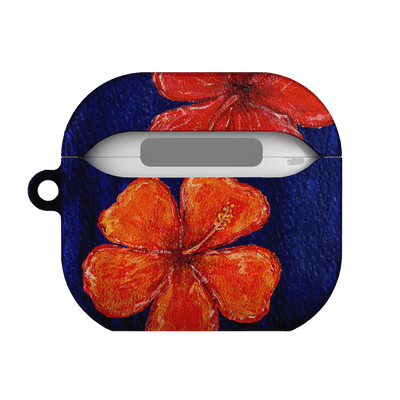 Hibiscus Flower Deep Blue AirPods Case AirPods Case 4th Gen by BG. Studio - The Dairy