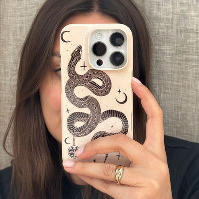 Astro Snake in Cream Printed Phone Cases by Veronica Tucker - The Dairy
