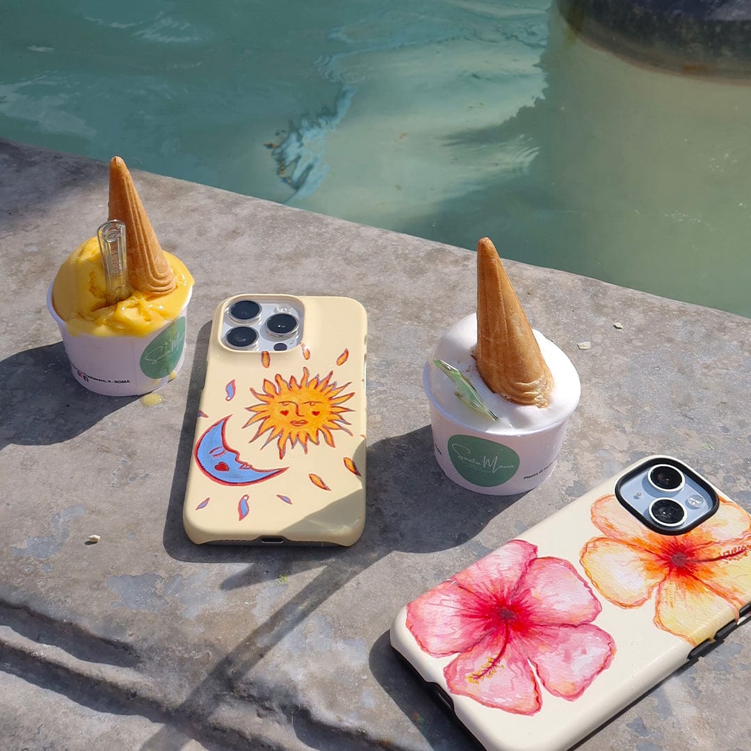 Sun & Moon Yellow Printed Phone Cases by BG. Studio - The Dairy