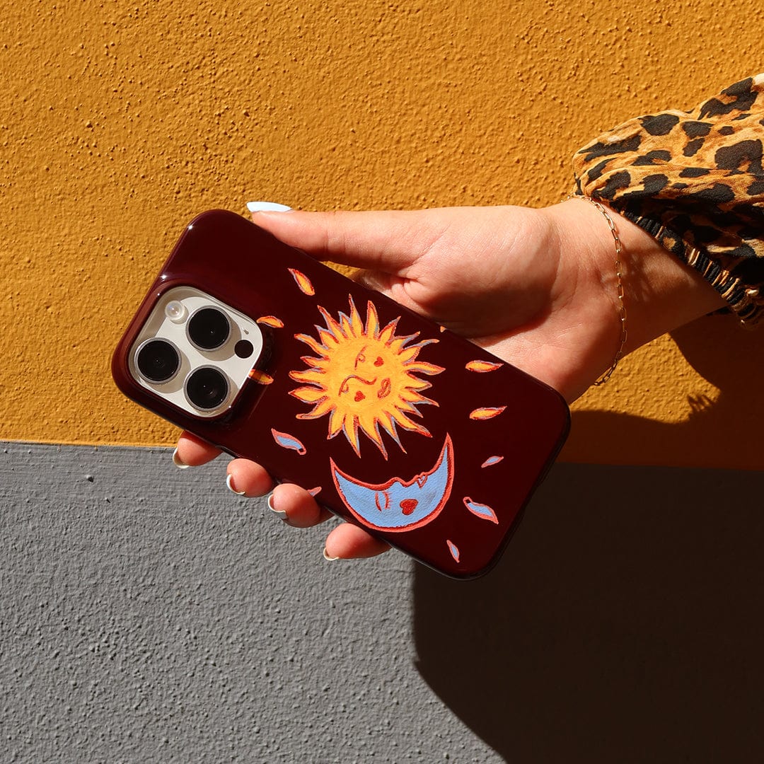 Sun & Moon Plum Printed Phone Cases by BG. Studio - The Dairy