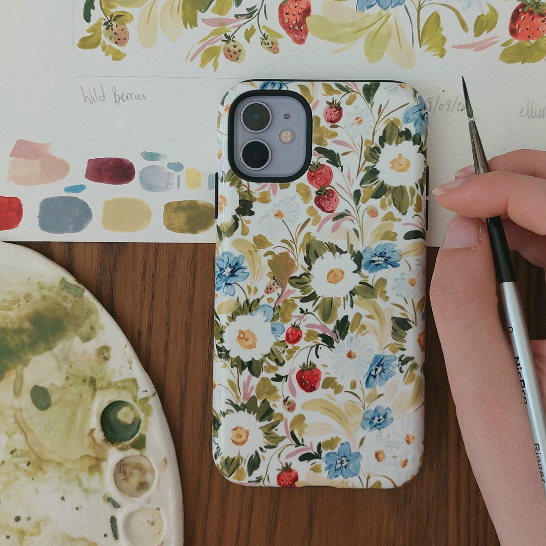 Garden Strawberries Printed Phone Cases by Ellie Mae - The Dairy