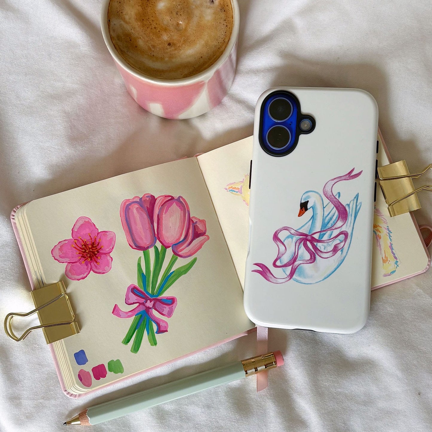 Satin Swan Printed Phone Cases by Femke Studio - The Dairy