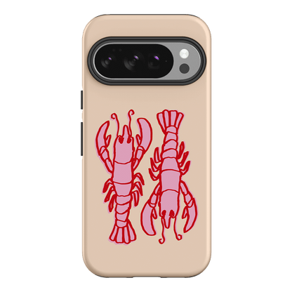 Lobster Love Peach Printed Phone Cases Google Pixel 10 / Armoured by The Dairy - The Dairy