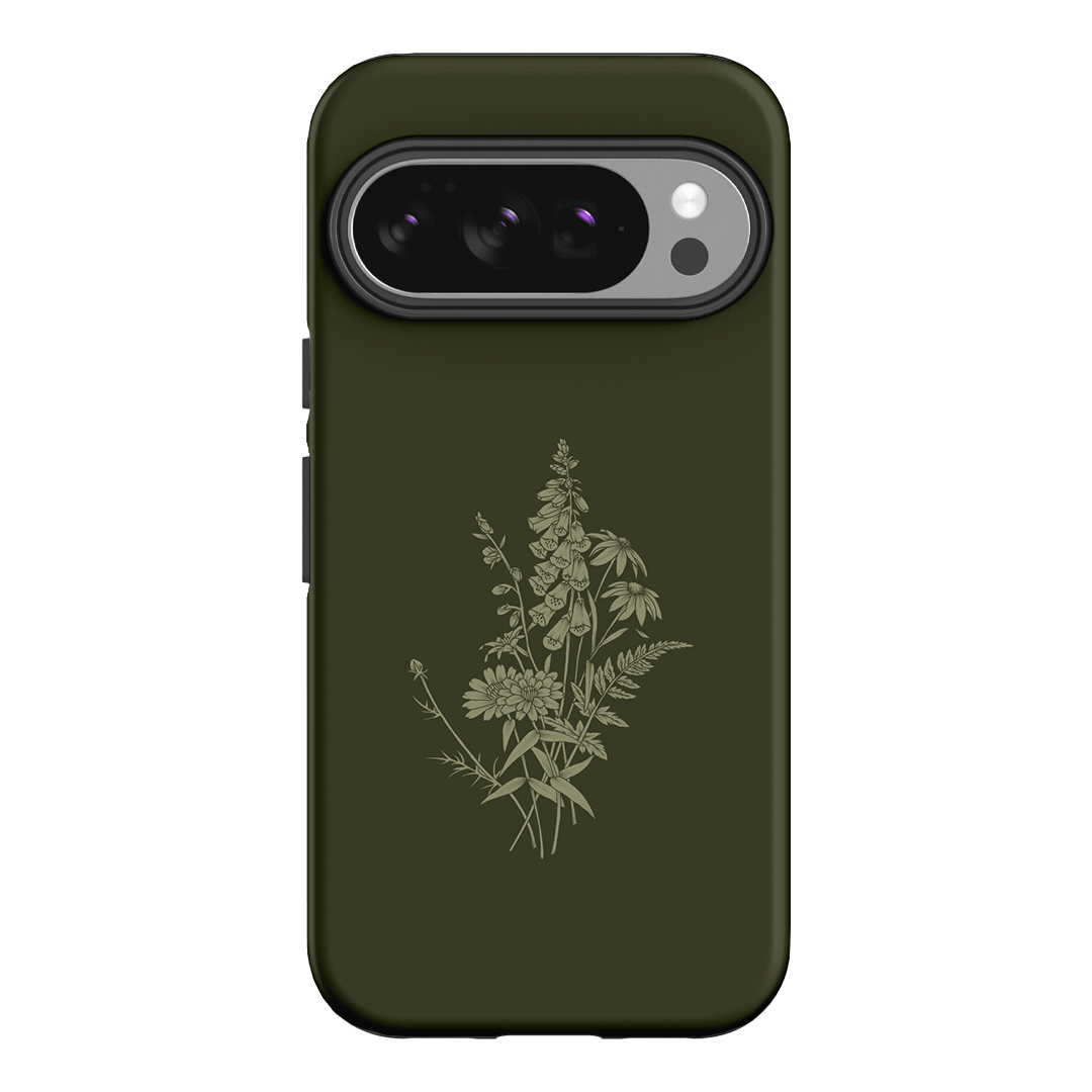 Wildflowers Olive Printed Phone Cases Google Pixel 10 / Armoured by Typoflora - The Dairy