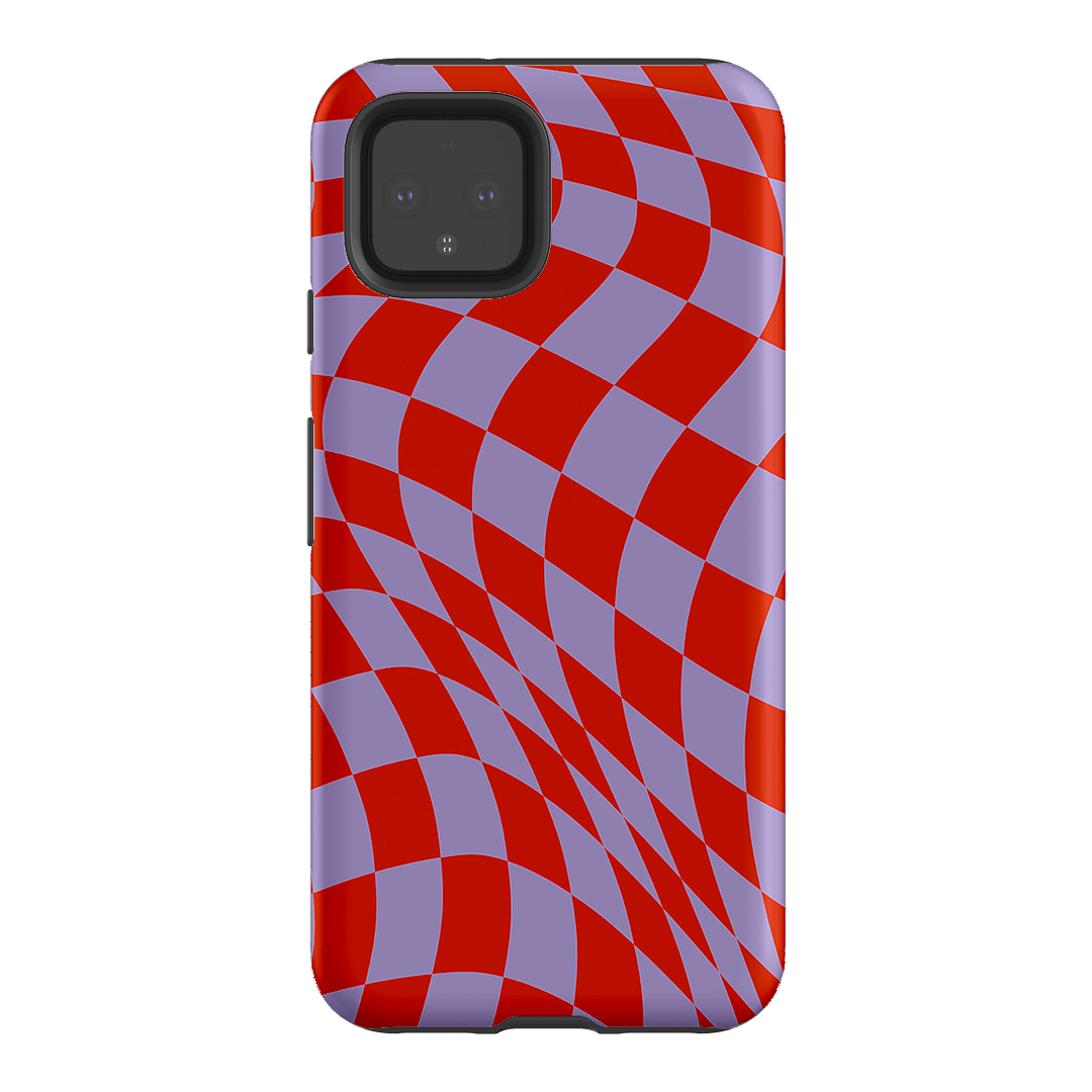 Wavy Check Scarlet on Lilac Matte Case Matte Phone Cases Google Pixel 4 / Armoured by The Dairy - The Dairy