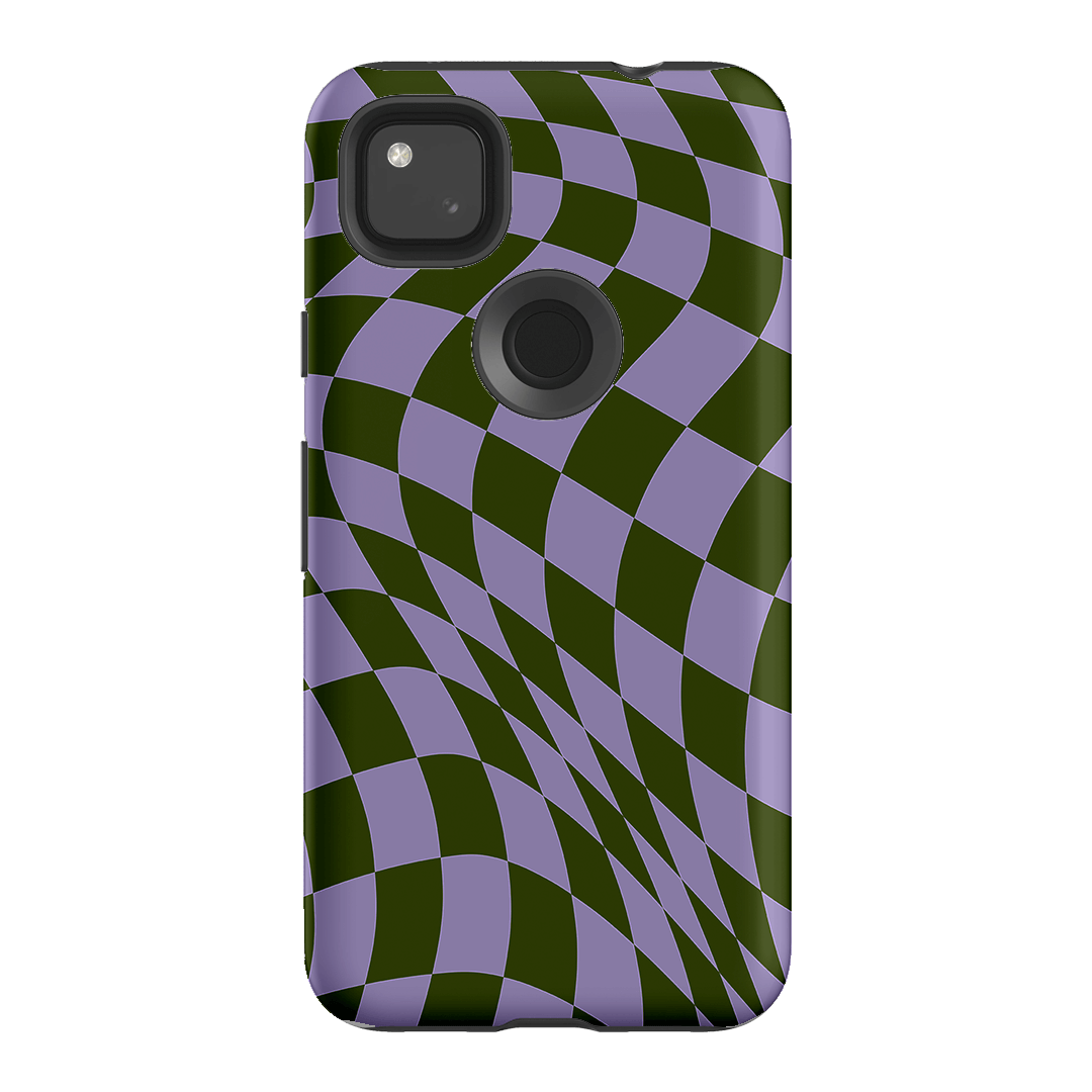 Wavy Check Forest on Lilac Matte Case Matte Phone Cases Google Pixel 4A 4G / Armoured by The Dairy - The Dairy