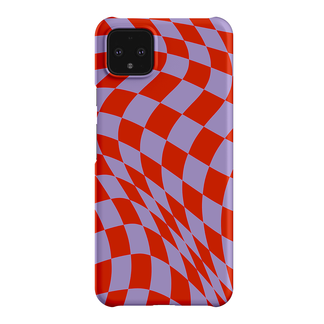 Wavy Check Scarlet on Lilac Matte Case Matte Phone Cases Google Pixel 4XL / Snap by The Dairy - The Dairy