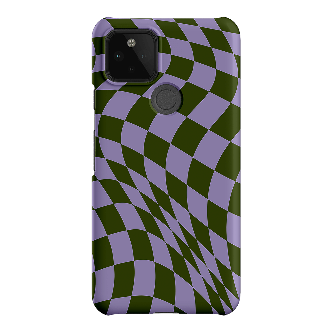 Wavy Check Forest on Lilac Matte Case Matte Phone Cases Google Pixel 5 / Snap by The Dairy - The Dairy