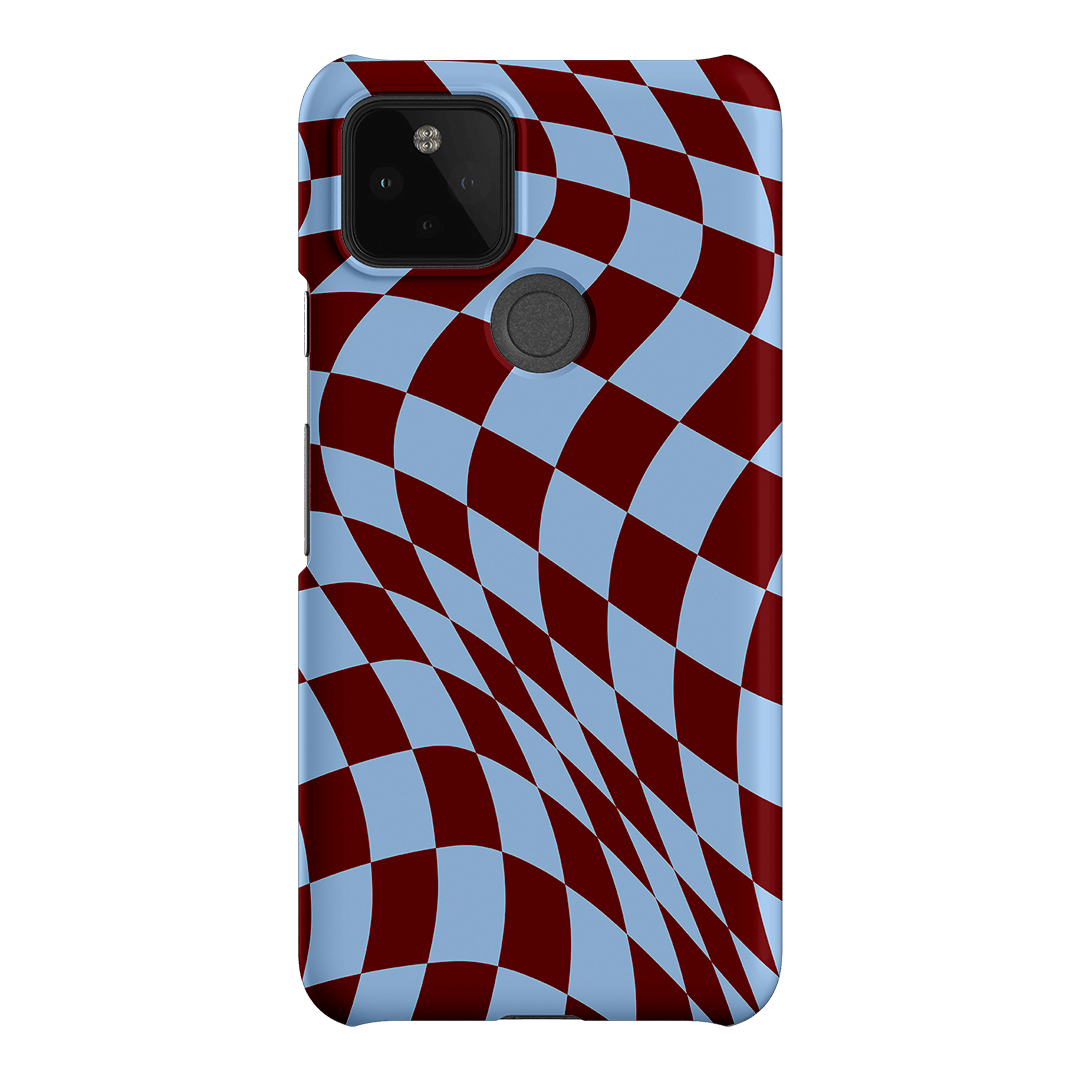 Wavy Check Sky on Maroon Matte Case Matte Phone Cases Google Pixel 5 / Snap by The Dairy - The Dairy