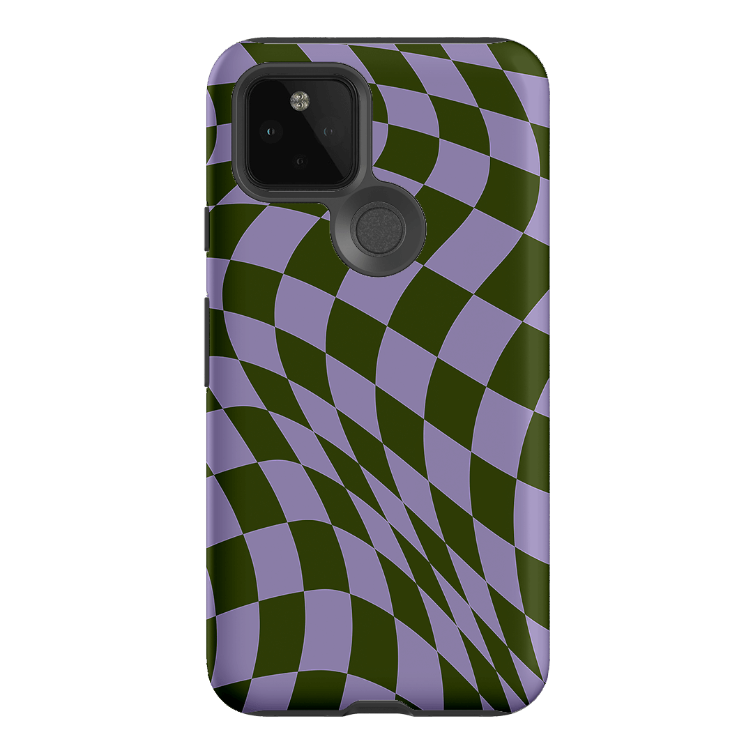 Wavy Check Forest on Lilac Matte Case Matte Phone Cases Google Pixel 5 / Armoured by The Dairy - The Dairy