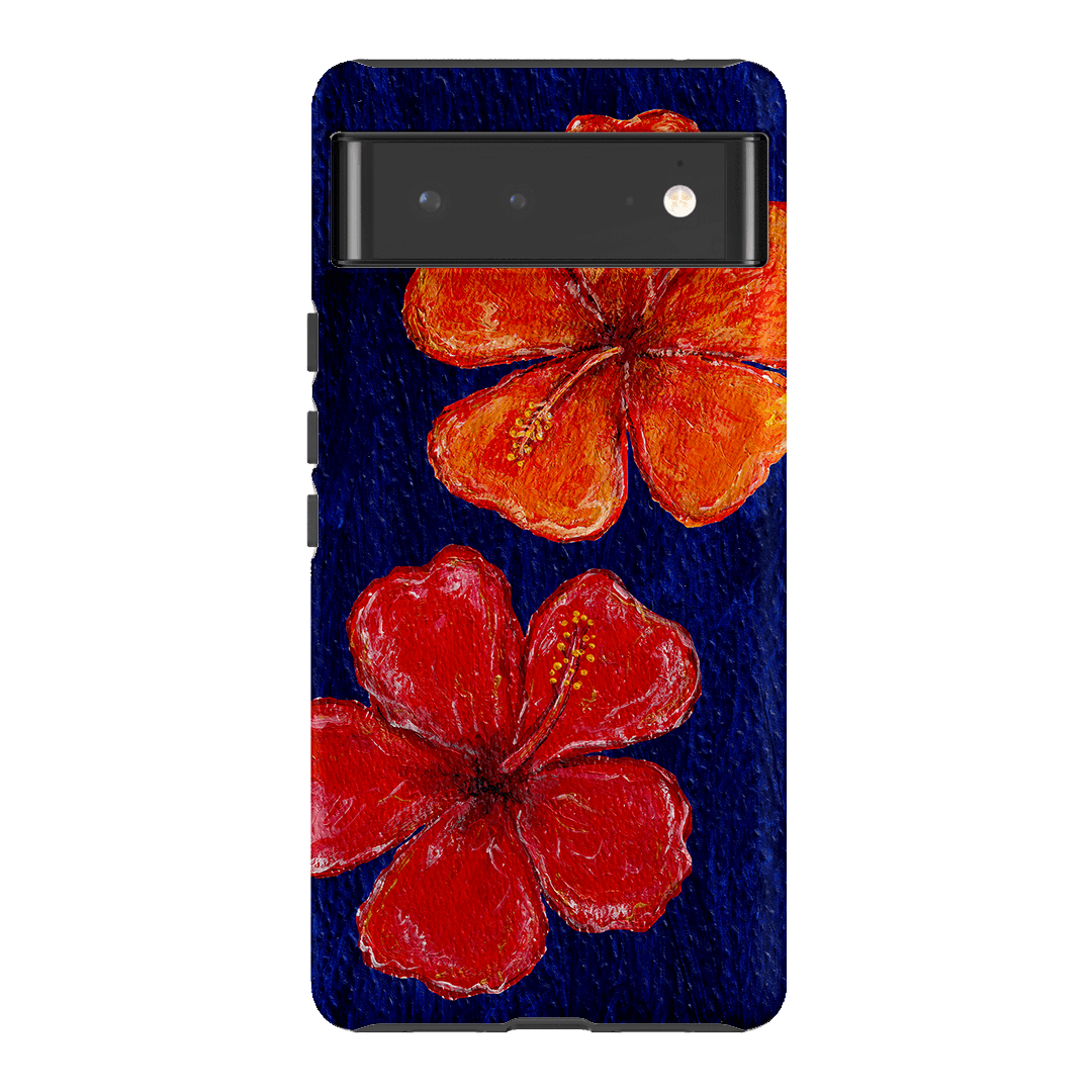 Hibiscus Flower Deep Blue Printed Phone Cases Google Pixel 6 / Armoured by BG. Studio - The Dairy
