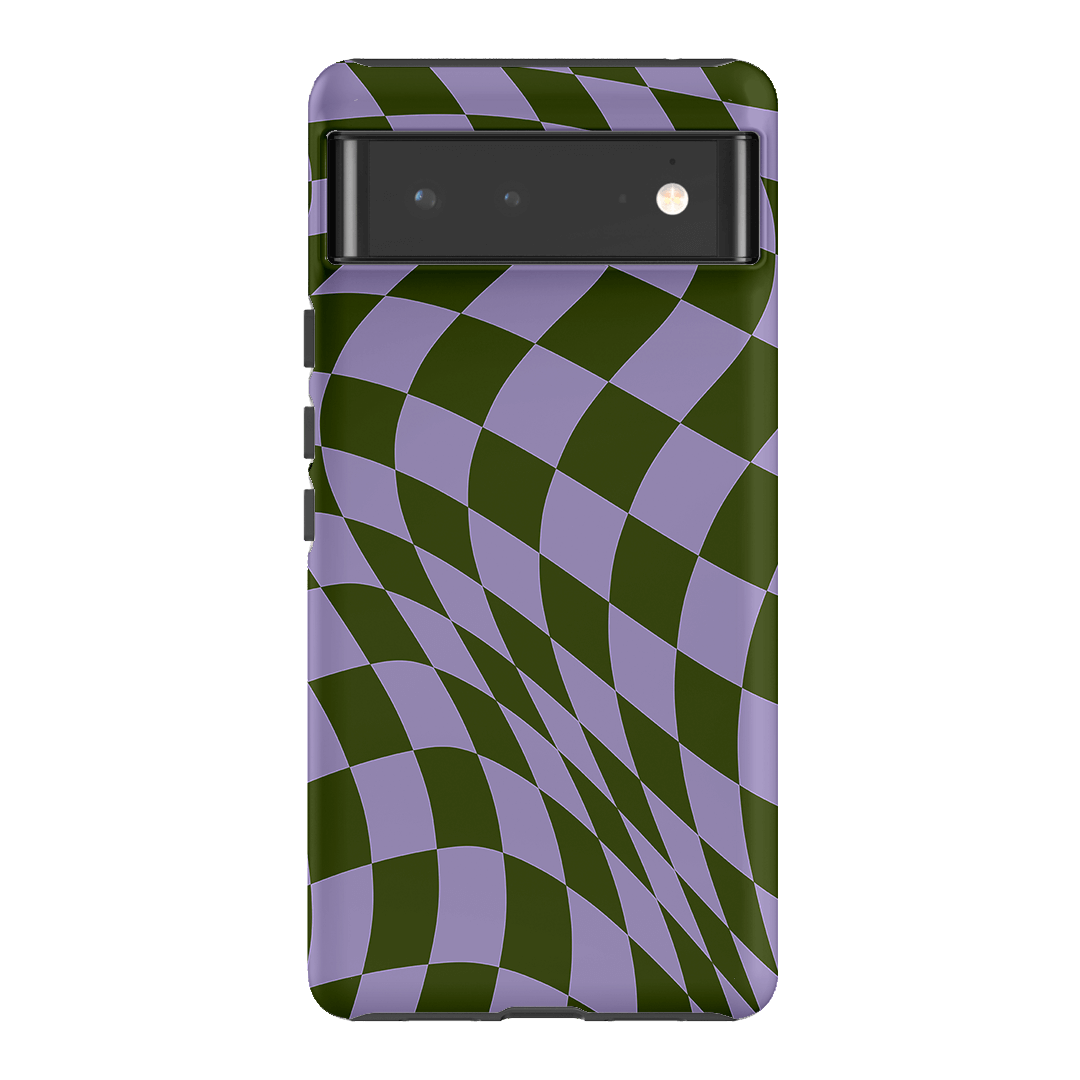 Wavy Check Forest on Lilac Matte Case Matte Phone Cases Google Pixel 6 / Armoured by The Dairy - The Dairy
