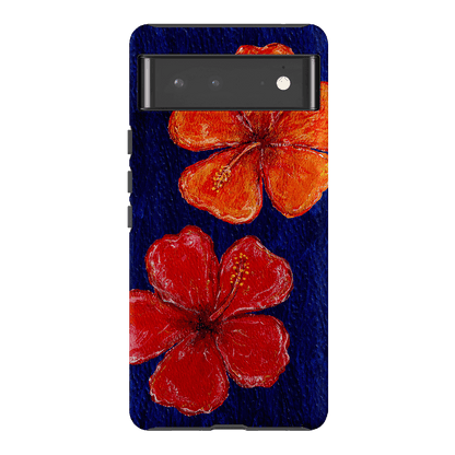 Hibiscus Flower Deep Blue Printed Phone Cases Google Pixel 6 Pro / Armoured by BG. Studio - The Dairy