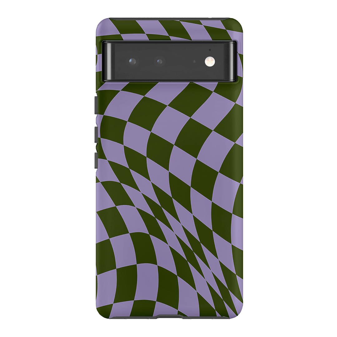 Wavy Check Forest on Lilac Matte Case Matte Phone Cases Google Pixel 6 Pro / Armoured by The Dairy - The Dairy