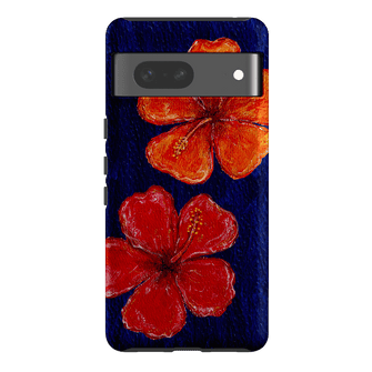 Hibiscus Flower Deep Blue Printed Phone Cases Google Pixel 7 / Armoured by BG. Studio - The Dairy