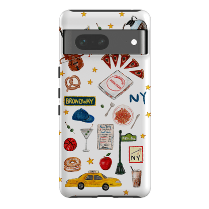 NYC White Printed Phone Cases Google Pixel 7 / Armoured by BG. Studio - The Dairy