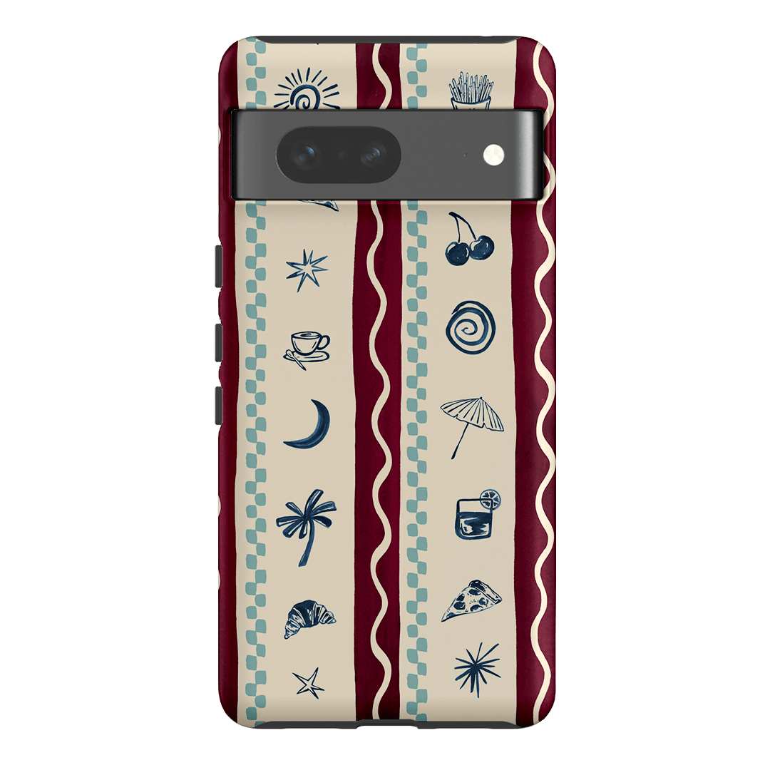 Summer Snacks Burgundy Printed Phone Cases Google Pixel 7 / Armoured by Charlie Taylor - The Dairy