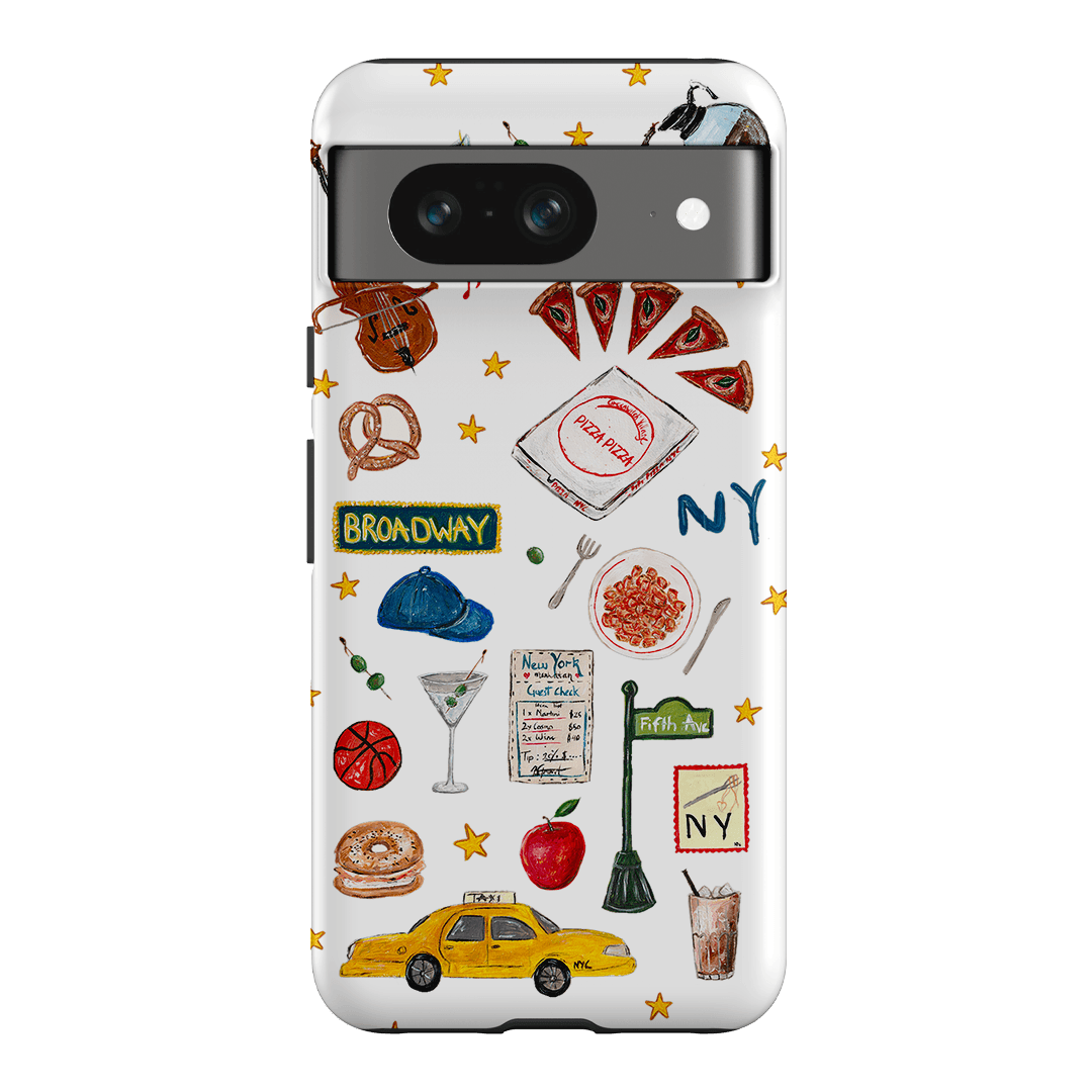 NYC White Printed Phone Cases Google Pixel 8 / Armoured by BG. Studio - The Dairy