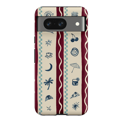 Summer Snacks Burgundy Printed Phone Cases Google Pixel 8 / Armoured by Charlie Taylor - The Dairy