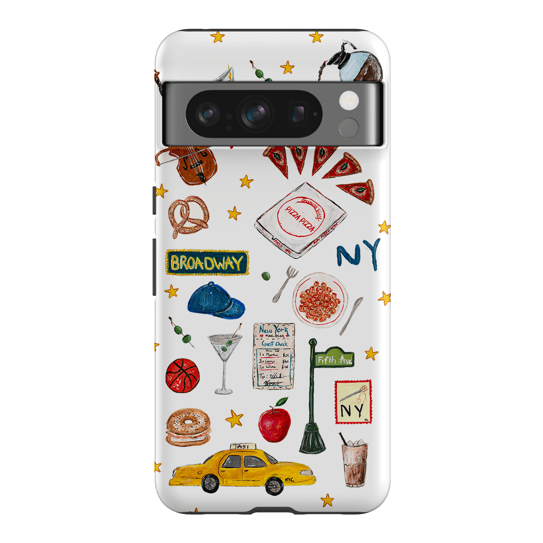 NYC White Printed Phone Cases Google Pixel 8 Pro / Armoured by BG. Studio - The Dairy