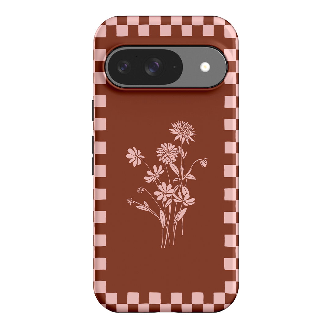 Dahlia Check Printed Phone Cases Google Pixel 9 / Armoured by Typoflora - The Dairy