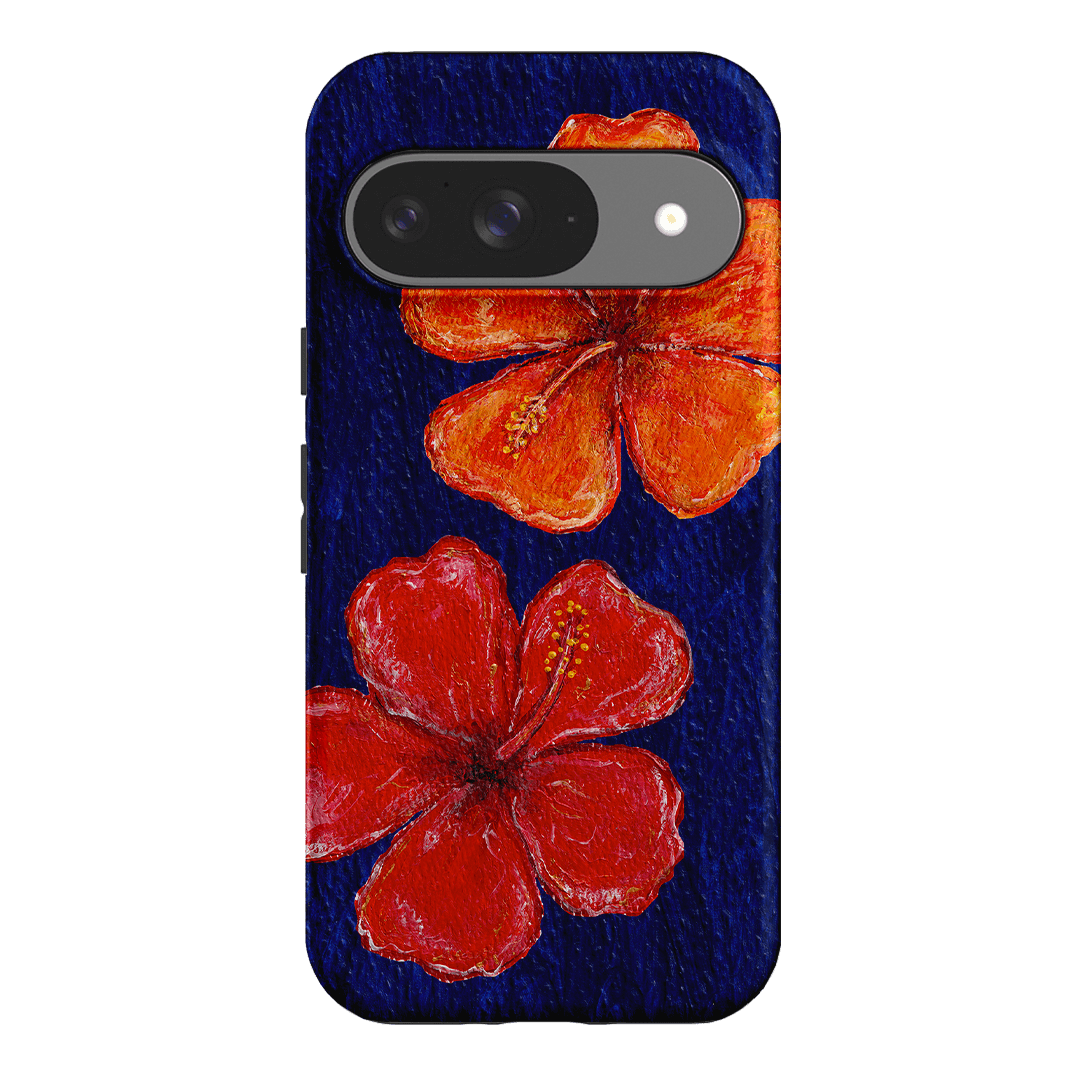 Hibiscus Flower Deep Blue Printed Phone Cases Google Pixel 9 / Armoured by BG. Studio - The Dairy