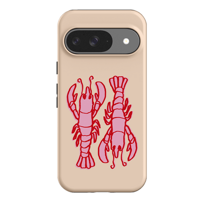 Lobster Love Peach Printed Phone Cases Google Pixel 9 / Armoured by The Dairy - The Dairy