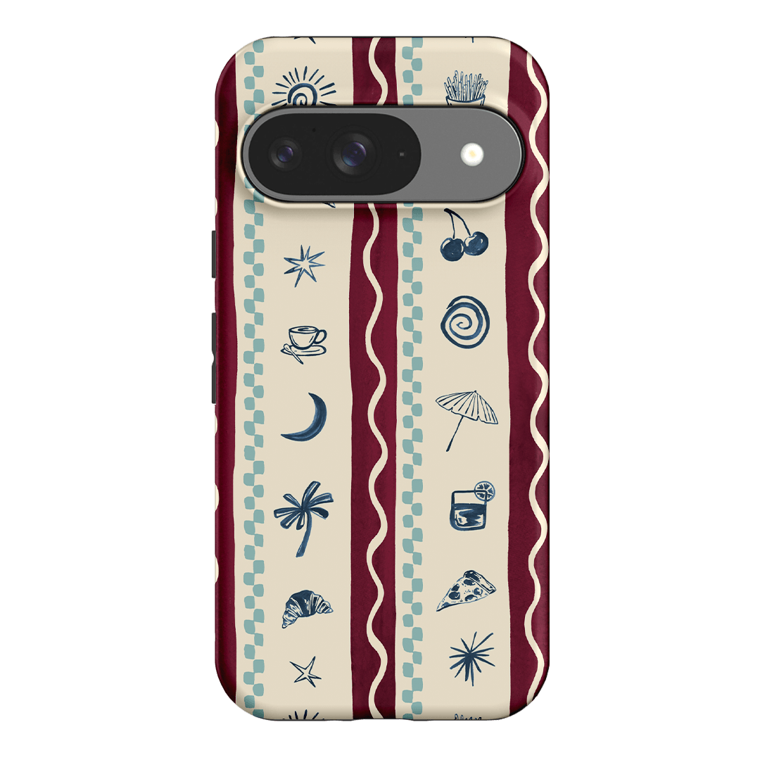 Summer Snacks Burgundy Printed Phone Cases Google Pixel 9 / Armoured by Charlie Taylor - The Dairy