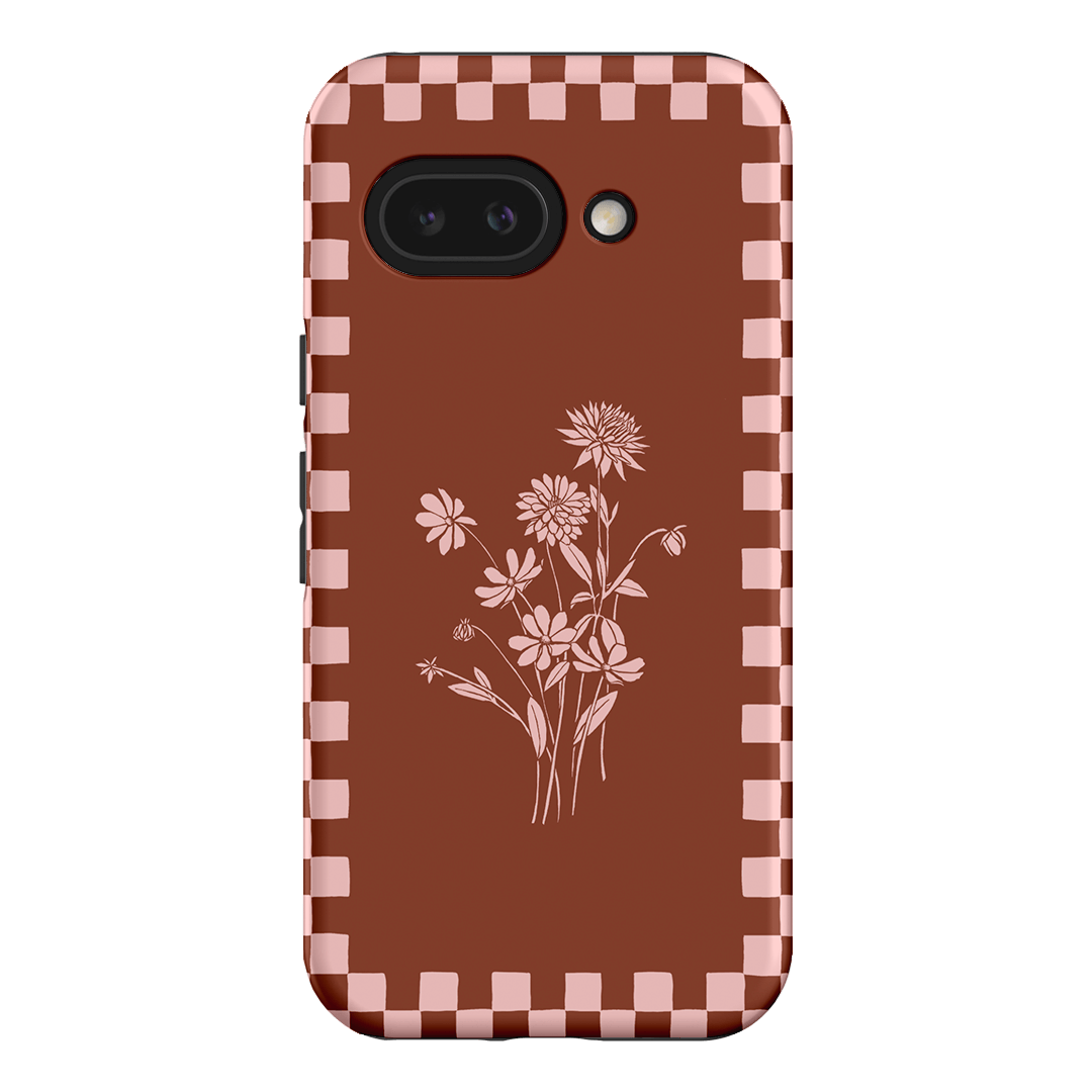 Dahlia Check Printed Phone Cases Google Pixel 9A / Armoured by Typoflora - The Dairy