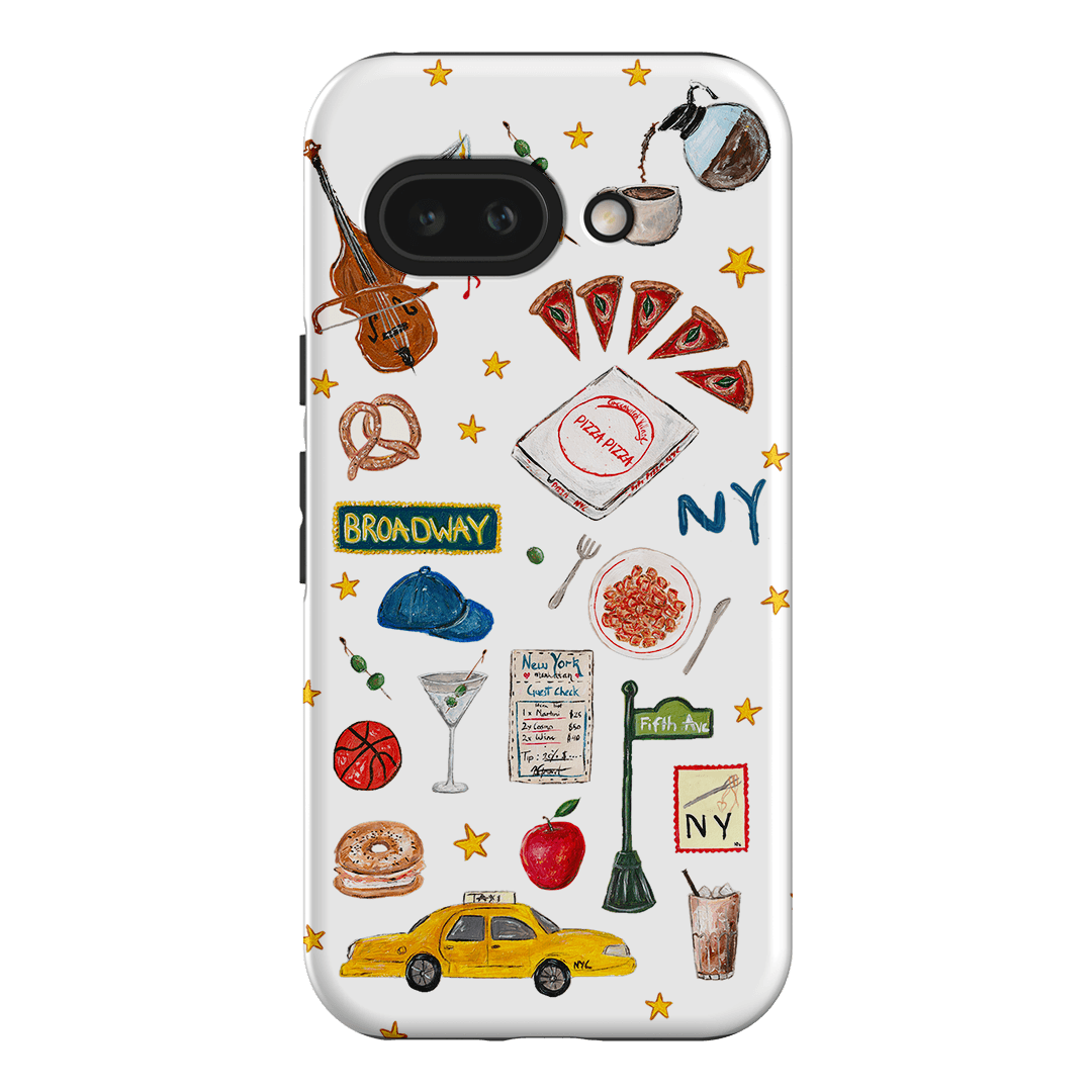NYC White Printed Phone Cases Google Pixel 9A / Armoured by BG. Studio - The Dairy
