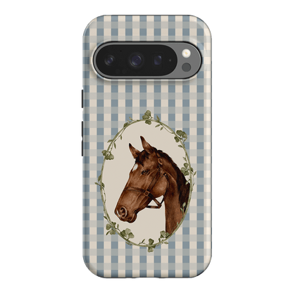 Gingham Horse Printed Phone Cases Google Pixel 9 Pro / Armoured by Kasiags Art - The Dairy