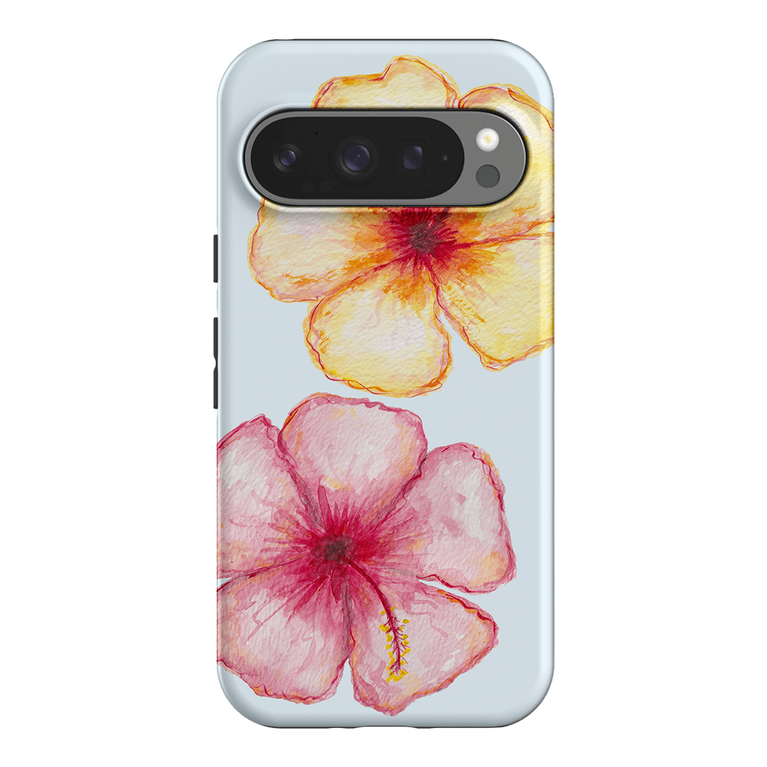 Hibiscus Flower Blue Printed Phone Cases Google Pixel 9 Pro / Armoured by BG. Studio - The Dairy