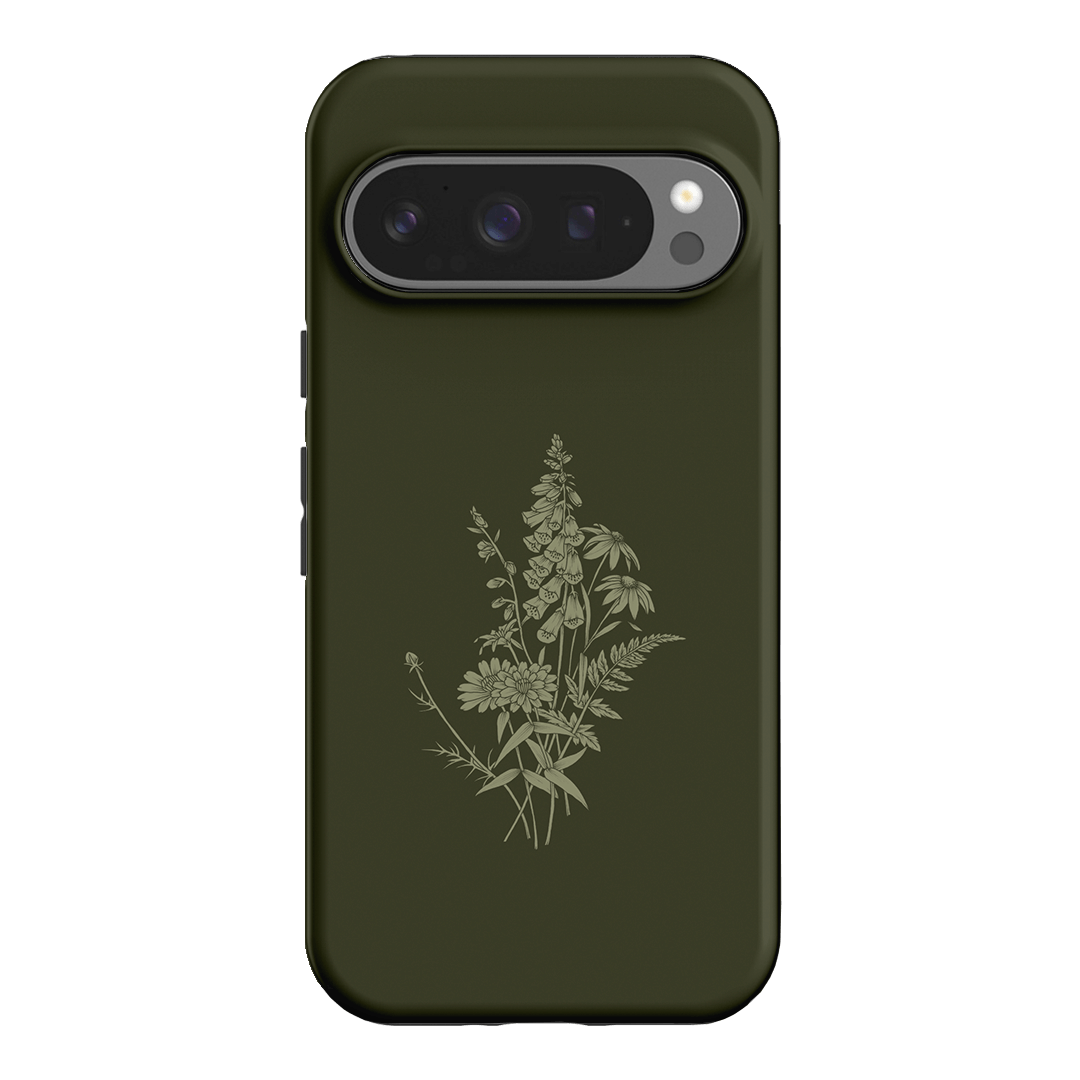 Wildflowers Olive Printed Phone Cases Google Pixel 9 Pro / Armoured by Typoflora - The Dairy