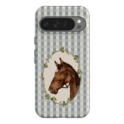 Gingham Horse Printed Phone Cases Google Pixel 9 Pro XL / Armoured by Kasiags Art - The Dairy