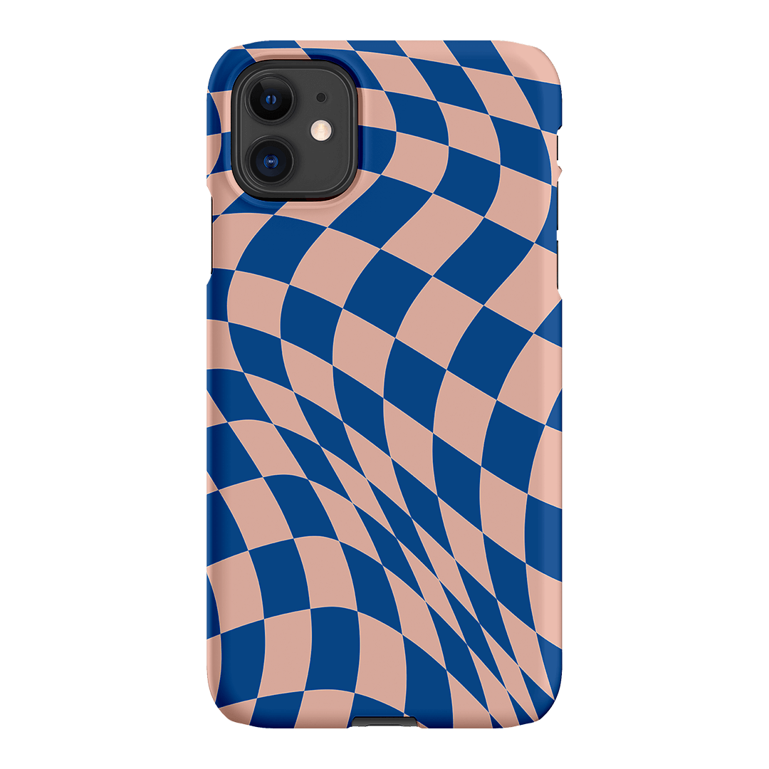Wavy Check Cobalt on Blush Matte Case Matte Phone Cases iPhone 11 / Snap by The Dairy - The Dairy