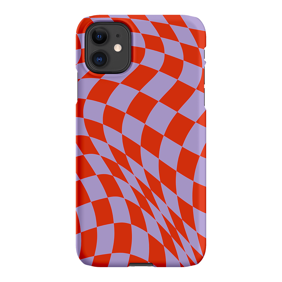 Wavy Check Scarlet on Lilac Matte Case Matte Phone Cases iPhone 11 / Snap by The Dairy - The Dairy