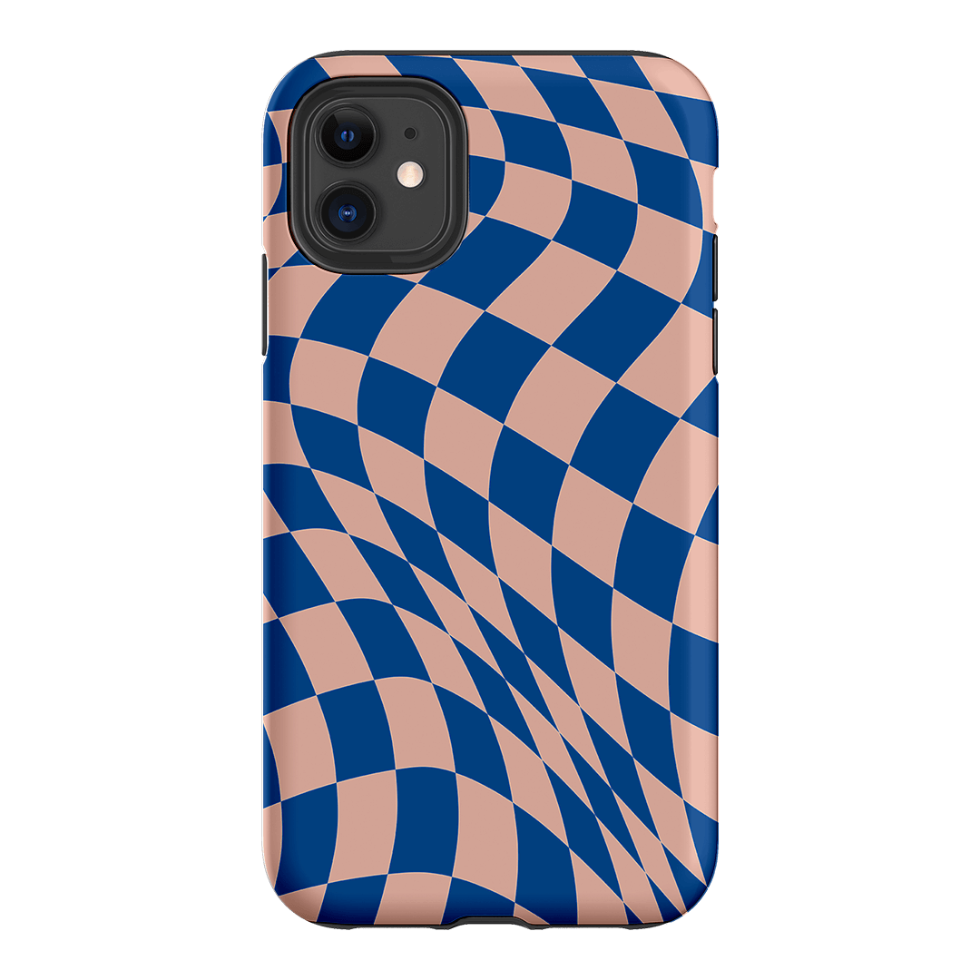 Wavy Check Cobalt on Blush Matte Case Matte Phone Cases iPhone 11 / Armoured by The Dairy - The Dairy