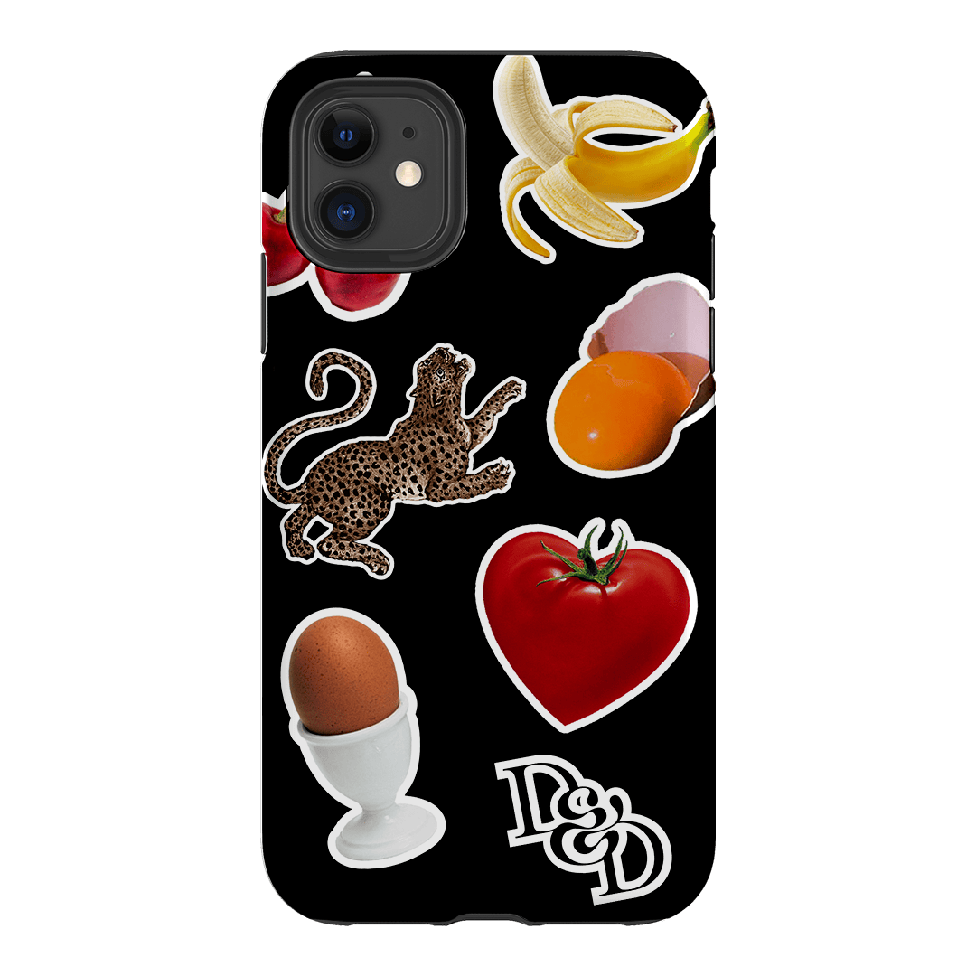 Sunday Stickers Black Printed Phone Cases by Desmond & Dempsey - The Dairy