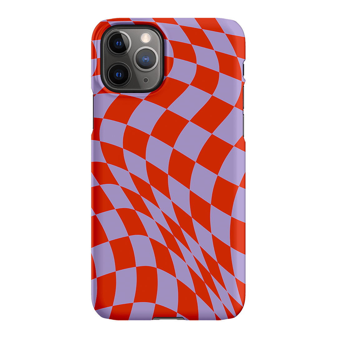 Wavy Check Scarlet on Lilac Matte Case Matte Phone Cases iPhone 11 Pro Max / Snap by The Dairy - The Dairy