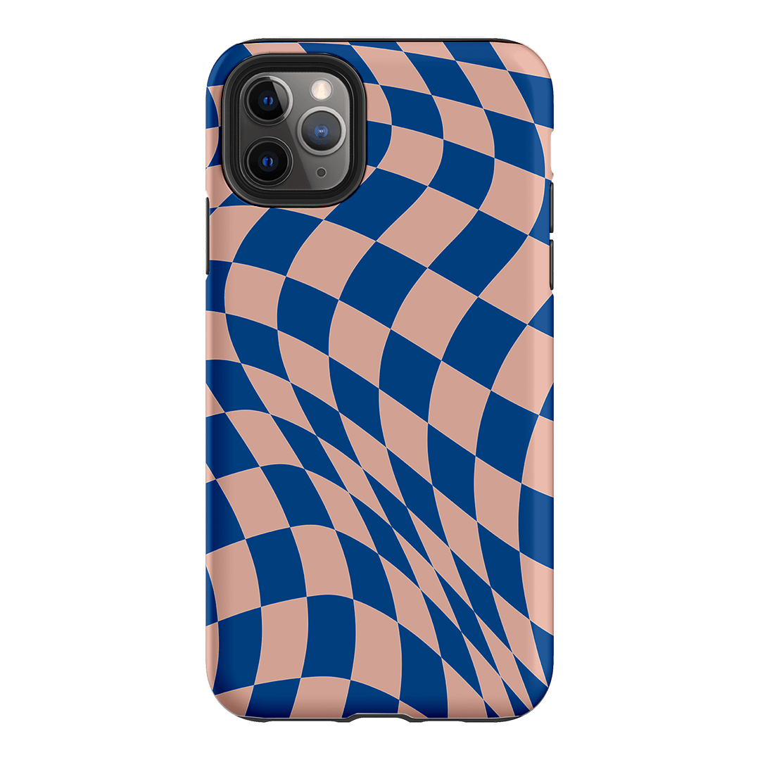 Wavy Check Cobalt on Blush Matte Case Matte Phone Cases iPhone 11 Pro Max / Armoured by The Dairy - The Dairy