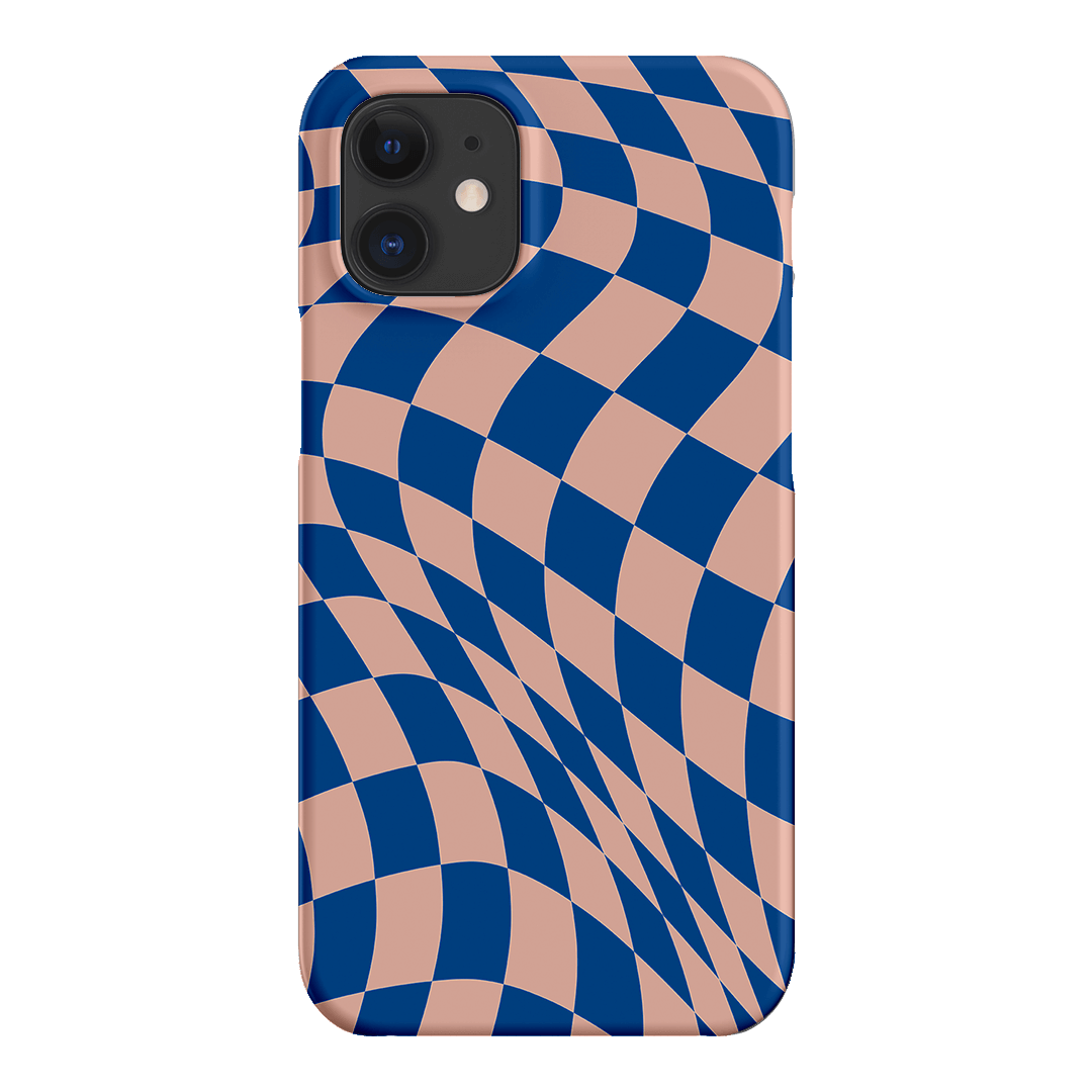 Wavy Check Cobalt on Blush Matte Case Matte Phone Cases iPhone 12 / Snap by The Dairy - The Dairy