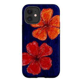 Hibiscus Flower Deep Blue Printed Phone Cases iPhone 12 Mini / Armoured by BG. Studio - The Dairy