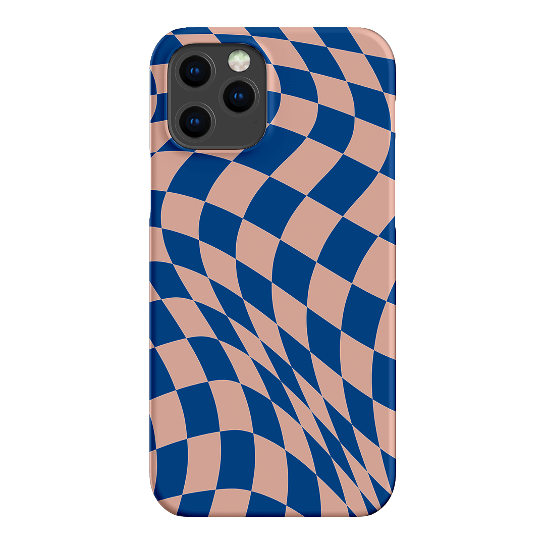 Wavy Check Cobalt on Blush Matte Case Matte Phone Cases iPhone 12 Pro / Snap by The Dairy - The Dairy
