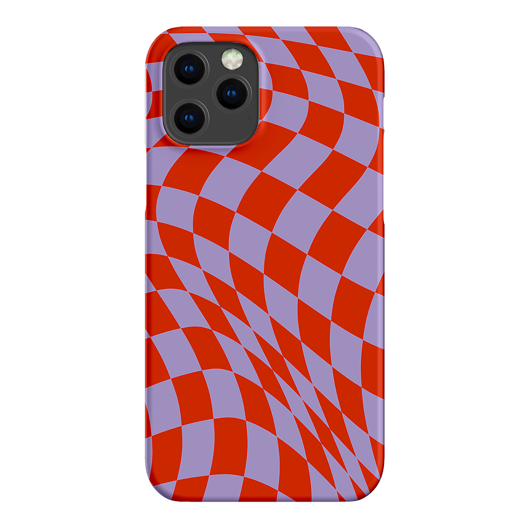 Wavy Check Scarlet on Lilac Matte Case Matte Phone Cases iPhone 12 Pro / Snap by The Dairy - The Dairy