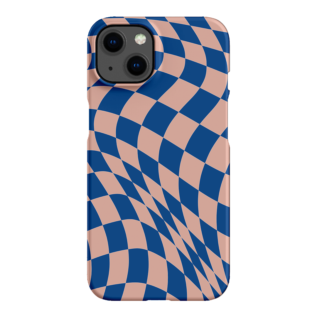 Wavy Check Cobalt on Blush Matte Case Matte Phone Cases iPhone 13 / Snap by The Dairy - The Dairy
