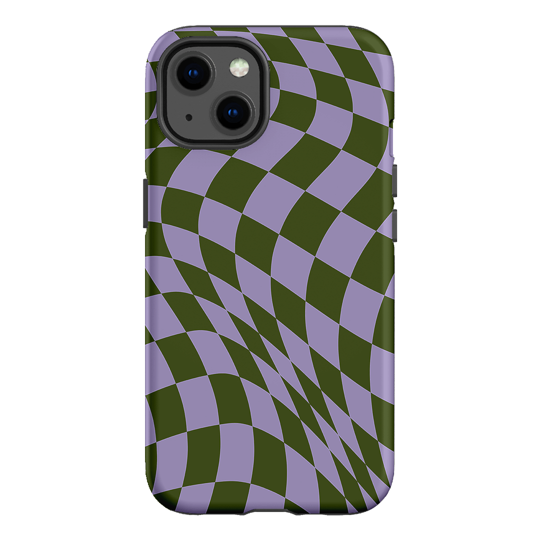 Wavy Check Forest on Lilac Matte Case Matte Phone Cases iPhone 13 / Armoured by The Dairy - The Dairy