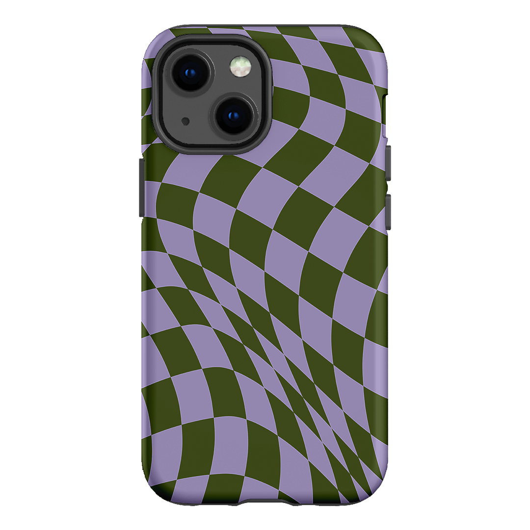 Wavy Check Forest on Lilac Matte Case Matte Phone Cases iPhone 13 Mini / Armoured by The Dairy - The Dairy